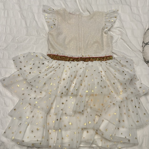 EUC AMERICAN GIRL DRESS - cream & gold party holiday dress size 7 - Picture 6 of 7
